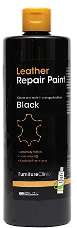Furniture Clinic Leather Repair Paint & Dye | Self Seal Colourant for Quick and Easy Leather Repair | Suitable for Sofas, Car Seat, Shoes, Handbag, and More - Black 250ml