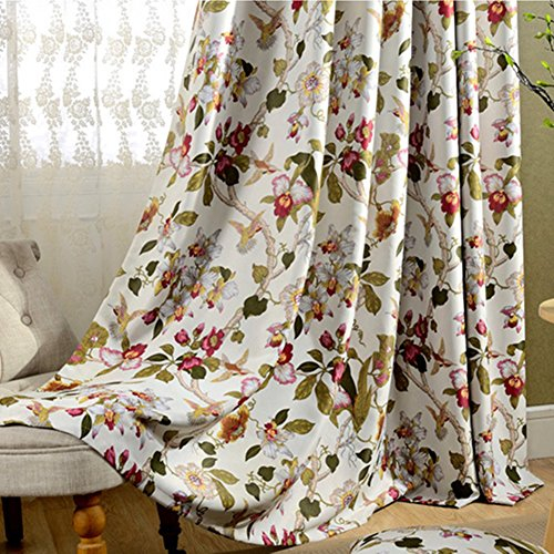 MYRU 2er-Set Romantische Gardinen Vintage Creme Vorhänge Klassische Blickdicht Vorhänge für Schlafzimmer Wohnzimmer(245 * 140cm)
