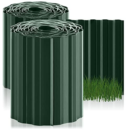 COM-FOUR® 2x bordo per prato 20 x 900 cm in plastica - bordo flessibile per prato, aiuola o come bordo per falciare - finitura erba, lunghezza regolabile individualmente - bordo per letto