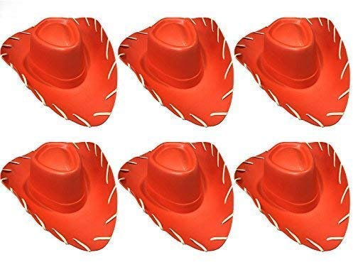 Quickdraw 6 X Erwachsene Rot Cowboy Hut Wild West Eva Toy Story Kostüm Verkleidung Zubehör