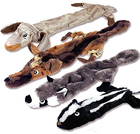 Bojafa Squeaky No-Stuffing Dog Toys: 4-Pack Plush Puppy Toy for Boredom - Durable for Small Medium Large Breed Playing/Chewing Indoor