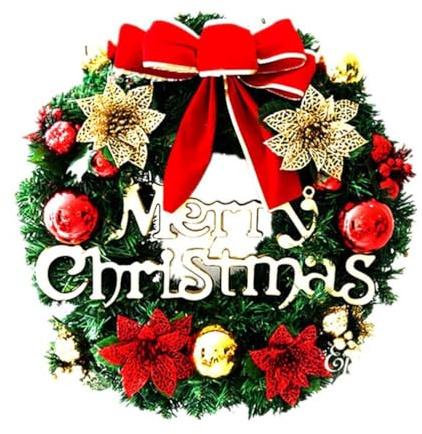 BESTOYARD Christmas Door Wreath Ball Ornaments Window Wall Decorations 30cm