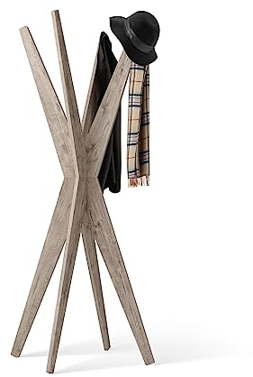 MOBILI FIVER, Porte-manteau sur pied Design, Emma Chêne naturel, Porte-manteau pour Chambre, Couloir, Entrée, Made In Italy