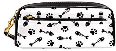 Cat Paw Fish Bone Dog Salmon Pencil Case Pen Box Teens Stationery Holder Purse Make up Pouch Toiletry Bag