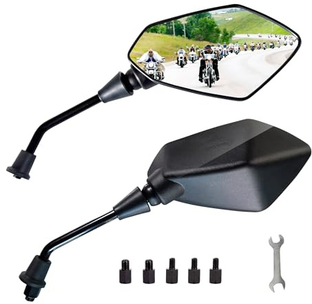 MAMIKO Universal Motorcycle Rear View Mirrors for M8 M10 Threaded Bolt Double Take Mirror Mount Compatible with Motorcycle Scooter Moped Polaris Sportsman Honda ATV Dirt Bike Cruiser