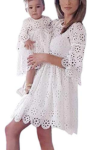 Loalirando Schönes Mutter Tochter Kleider Matching Outfits Familien Kleidung Spitzen Prinzessin Kleid (Mutter, S)
