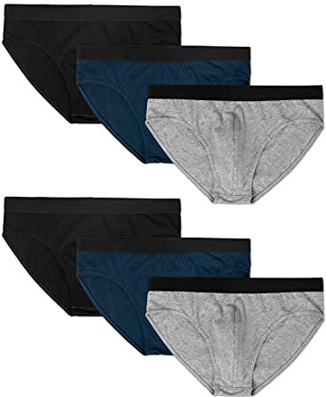 Snocks Unterwäsche Slip für Herren 6er Pack - Atmungsaktiver Bio-Baumwolle für Sport und Alltag - Unterhosen mit weichem und strapazierfähigem Bund - Gr.XL, Farbe Blau,Grau,Schwarz