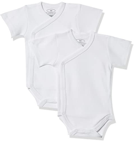 Playshoes Schnizler Wickel-Body Kurzarm Portefeuille Mixte bébé, lot de 2, Blanc, 3 mois