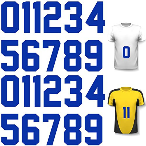 22 Pieces Iron on Numbers T-Shirt Heat Transfer Numbers 0 to 9 Jersey Numbers Soft Iron-on Numbers for Team Uniform Sports T-Shirt Football Basketball Baseball (Blue,5 Inch)