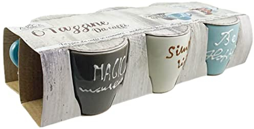 Maison Tortorà - Set 6 Tazze Decoro Shabby, Tazzine da Caffè in Ceramica colorata.