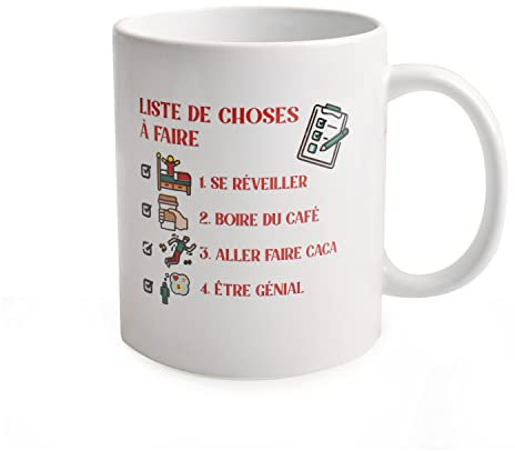 CELIMS - Mug de thé/Tasse de Café - Meilleur cadeau (325 Ml, Liste des choses)
