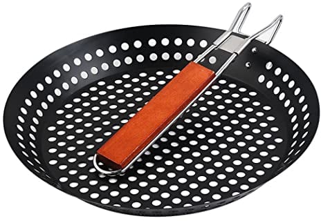 Abcsea 1 Pezzo Sartén Barbacoa con Agujeros, Sartén para Barbacoa, Barbacoa wok in Acciaio Inossidabile
