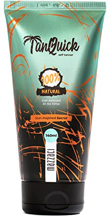 MAZZACI TanQuick Selbstbräuner (140 ml) – Verführerische Bräune im Handumdrehen, Nicht Klebende Formel, Hypoallergen, Paraben- und Sulfatfrei