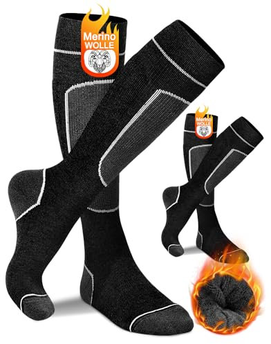 KEECOW Skisocken-Herren-Merinowolle-Skisocken,Warme Thermosocken Wintersocken SportsSocken für Herren Damen Outdoor-Sportarten Ski