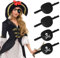 Aomig Augenklappe Pirat, 4 Stück Piraten Augenklappe für Erwachsene und Kinder, Verstellbare 3D Pirat Augenmaske with Gummiband, Augenklappe für kindergeburtstag Cosplay Halloween Piraten-Mottopartys