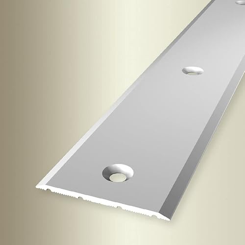 PROVISTON | Übergangsprofil | Breite: 40 mm | Höhe: 0-99 mm | Länge: 1000 mm | Aluminium eloxiert | Glatt | Silber | Mittig Versenkt Gebohrt