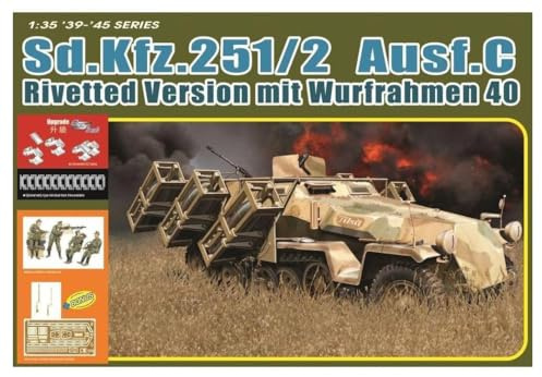 1:35 WW.II Bundeswehr Sd.Kfz.251 Ausf.C Niet Wolf Ramen 40 Modell mit 4 Figuren enthalten Kunststoffmodell