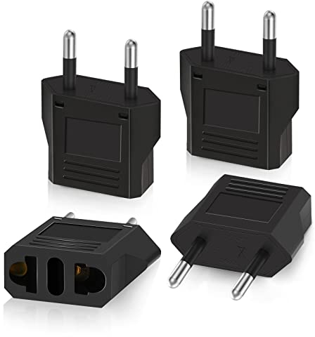 UNIWO [4 Stücke] US zu Deutschland Stecker Adapter, US zu Europa Stecker Adapter, Europa/US/US/Frankreich/Deutschland/Spanien/Australien/Österreich Stecker Adapter Reise.