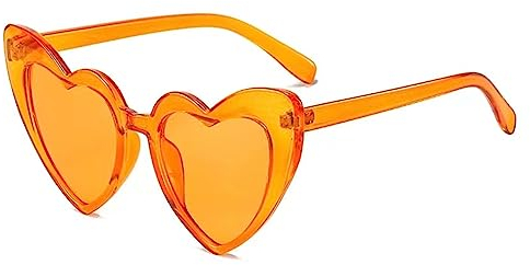 YOJUED Herz Sonnenbrille Vintage Katzenaugen Brille Love Heart Shape Sunglasses Herzbrille UV400 Schutz (Orange)