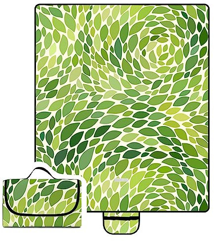 Picknickdecke wasserdicht, große Picknick Decke 200x200cm Sanddicht Picknickdecke Strapazierfähiges Strandmatte Leicht und Tragbar für Strand Park Wandern Camping Großartig Familienreisen GrüNes Laub
