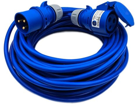 UK Made 25 Metres 32 Amp Mains Power Hook Up Cable Extension Lead 32A IP44 CEE Plug to Socket Coupler. 4mm2 Cable