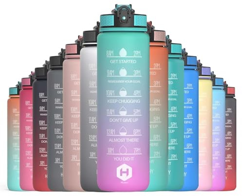 HOMEEX 1 Litre Motivational Fitness Sport Water Bottles with Straw & Time Maker, BPA-free Plastic Drink Bottle 1l Design for Girls, Boy Running,cycling (Spout 1000ml Mermaid)