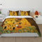 Gustav Klimt Art Style Bettbezug Umarmung Bettwäsche-Set mit verstecktem Reißverschluss Berühmtes Malmuster auf Bettwäsche-Set 3-teilig für alle Jahreszeiten 155x220cm