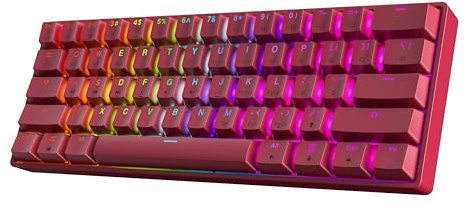 HK GAMING GK61 Clavier de jeu mécanique 60 % v3, 61 touches multicolores RVB rétroéclairé pour joueur de PC/Mac, disposition américaine (rose, cerise Mx marron)