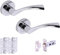 HANDLEZONE® Lobo Internal Door Handle Latch Pack, Complete with Lever On Rose Handles, 65mm Latch, 75mm Ball Bearing Hinges - Polished Chrome