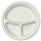Bella Vita Lot de 25 assiettes compostables à 3 compartiments en bagasse Blanc 23 cm