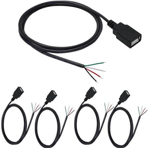 RUNCCI-YUN 5Pcs USB Buchse Pigtail Kabe Lötbar 4pin, für USB-Geräte installiert oder DIY ersetzen Reparatur -1m/39.37 inch