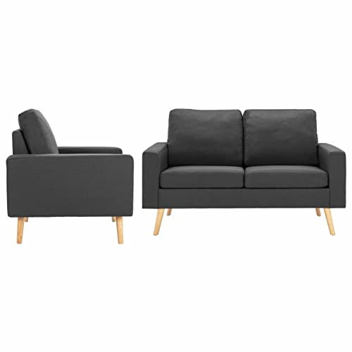 Gecheer 2-TLG. Sofagarnitur Schlafsofa Couch Gästebett Polstergarnitur Sofa Set Möbel Set Stoff Dunkelgrau