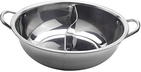 Koawensa Faitout de 28 cm en acier inoxydable à deux compartiments de 28 cm compatible avec la soupe ou la cuisine