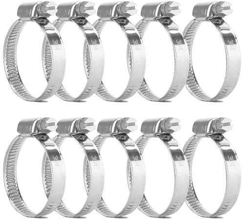 Beekeg Schlauchschellen Edelstahl,Schlauchschelle Verschiedene Größen,Verstellbare Schlauchschellen 21-44mm (10 Stück)