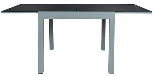 HOME DECO FACTORY, HDO0287, Ausziehbarer Gartentisch Modell Haria, Gartenmöbeltisch, Möbel, Gartenmöbel, Tisch für den Außenbereich, 80 x 75 x 80 cm, Grau