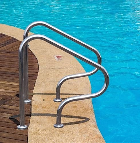 304 Edelstahl Pool Handlauf, Anti-rost Silber Schwimm Bad-handlauf, Bogen Schwimmbad-handlauf mit Zubehör, Geländer Edelstahl für Wasserpark, Schwimmbad, Heiße Quelle, Badewanne(2 pieces)