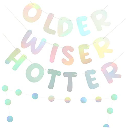Gogogmee 1satz Geburtstagsbanner Older Wiser Hotter Bunting Banner Für Geburtstagsfeiern Teiliges Mit Bunten Silbergirlanden Und Anhängern Deko Für Erwachsene