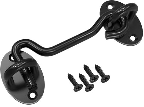 Gancho de acero inoxidable para tormentas de 3 pulgadas con ojal pequeño cerrojo negro mate para puerta de tormenta gancho para ventana con 4 tornillos de montaje para puerta de garaje