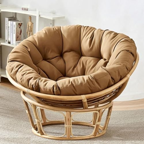 Rundes Papasansessel Kissen Hellbraun 100x100 cm Premium Polyrattan Hängesessel Kissen für ultimativen Komfort und Stil