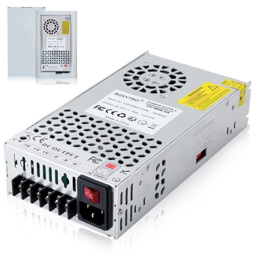 BOSYTRO Mise à Niveau 12V 40A 480W Alimentation, Transformateur LED AC 110/220V (SMPS) DC 12V Alimentation à Découpage pour Bande LED, Radio, CCTV,Imprimeur, industrielle(Sans cordon d'alimentation)