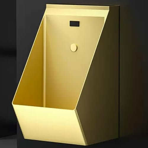 DDZJTPP Urinal Aus Edelstahl, Intelligentes An Der Wand Montiertes Urinal Mit Sensor FüR MäNner, Urinal Mit SpüLung FüR MäNner, Kommerzielles Urinal FüR MäNner Und Erwachsene,Gold