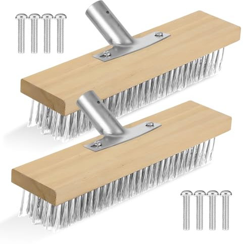 Tête De Balai Métallique,2 Pièces 30 Cm Balai en Fil Métallique,Balai Brosse Metallique,Balai en Acier pour Mauvaises Herbes pour Patio,Terrasse,Jardin,Mur,Garage,Douche