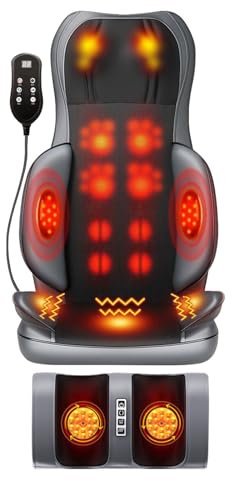 Shiatsu Massagesitzauflage, Shiatsu Rücken und Nacken Massagesitzauflage mit Fußmassagegerät, Massagesitzauflage mit Wärme für Damen, Herren