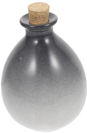 DECHOUS 250ml Verkorkte Keramikflasche mit Holzverschluss Fein Poliert Leicht und Elegant als Praktische Küchen Gadget für Weinaufbewahrung und Getränke
