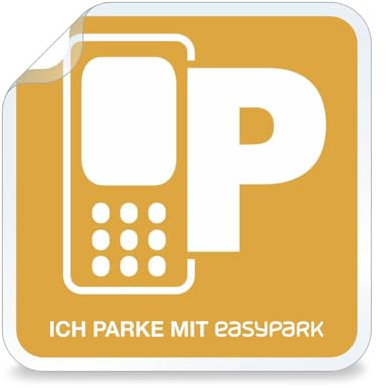 Betriebsausstattung24 Parkvignette für Easypark - Digitaltes Parkticket Hinweis - Hinterglasaufkeber, selbstklebend - 8,0 x 8,0 cm - Gelb - Symbol und Text Aufkleber