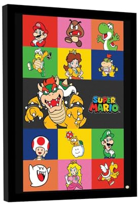 Super Mario Gerahmter Druck mit Charakteren, mehrfarbig, 40cm x 30cm