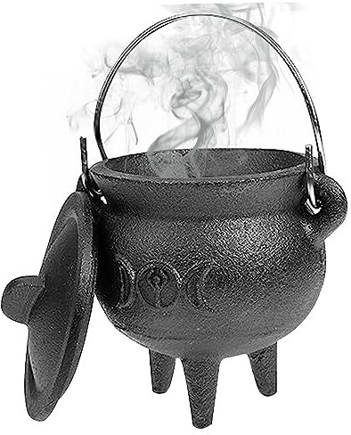 Caldero de Hierro Fundido con Tapa y Mango de Halloween 3.94x2.95x2.95 pulgad