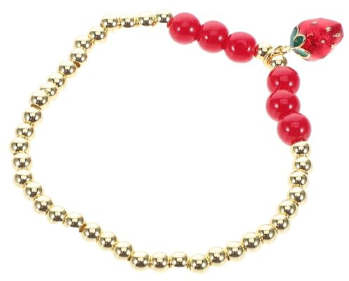Healvian Erdbeerperlenarmband Für Damen Frucht-armbandkette Mit Charm Stylische Kettenarmband Für Frauen Vintage Obst-modeschmuck Leicht Und Bequem Zu Tragen
