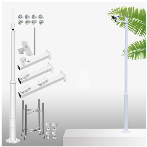 LXLZYXSF Kamera Masthalterung Außenüberwachungskamera-Mast-Set, Geteilter Mast Mit Halterungen, Bewehrungskorb, Schrauben, Parkplätze Hof Solar-Straßenlaternenmast(3.5m Height)