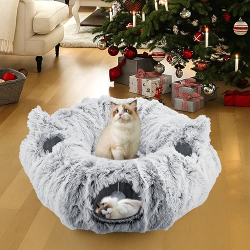 Luvore Tunnel per Gatti, Giochi interattvi per Gatti, Tunnel Rotondo a Forma di Ciambelle per Animali Domestici, Giocattolo per Gattini e Conigli